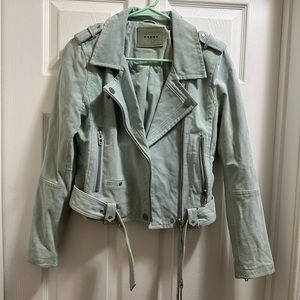 Pale Green Blank NYC Biker Jacket